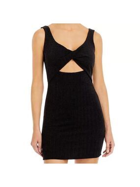 Vintage Havana Black Knit ribbed cut out twist Sweater dress size small